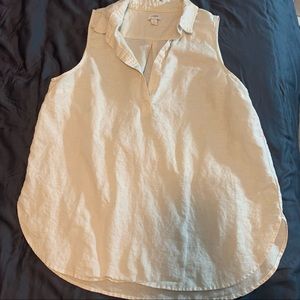 J Crew sleeveless collared blouse, cream colored, size Large
